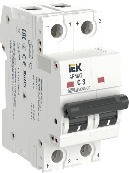 Выключатель автоматический ВА МОД M06N-DC 2П C 3А ARMAT IEK
