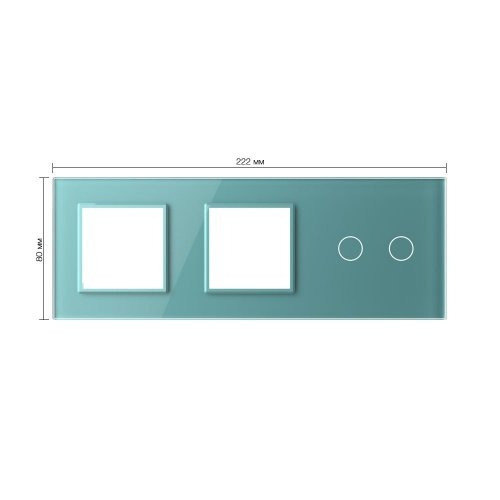 Панель для двух розеток и сенсорного выключателя, 2 клавиши, цвет зеленый, стекло Livolo фото 2