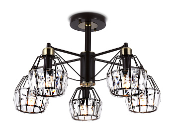 Подвесная люстра с хрусталем TR5870/5 DCF/SB темный кофе/бронза E14 max 40W D620*370 Ambrella Light