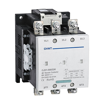 Контактор вакуумный CJX1-500/22K 500А(АС3) 2НО+2НЗ AC/DC 110В 50/60Гц CHINT