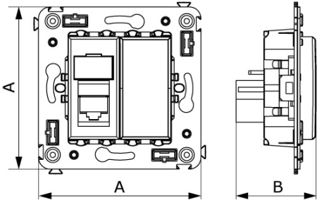 Телефонная розетка RJ-12 в стену одинарная, "Avanti", "Закаленная сталь" DKC