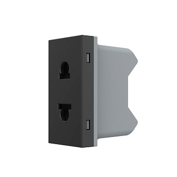 Розетка с защитными шторками черная (механизм) Livolo