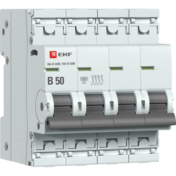 Выключатель автоматический ВА МОД 4П 50А B 6кА ВА 47-63N PROxima EKF