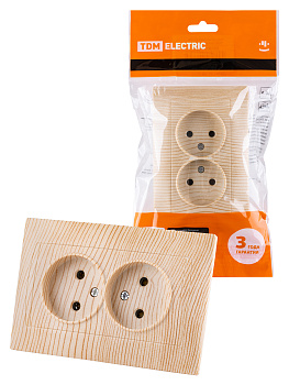 Розетка двойная 2П 10А 250В сосна "Лама" TDM Розетка двойная 2П 10А 250В сосна "Лама" TDM