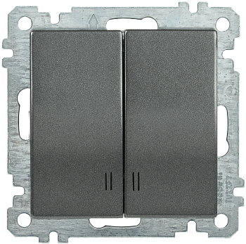 Выключатель 2-клавишный с индикацией ВС10-2-1-Б 10А BOLERO антрацит IEK