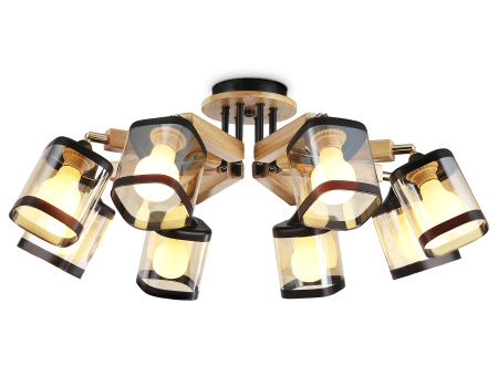 Подвесная люстра TR9530/8 BK/GD/TI черный/золото/янтарь E27*8 max 40W D790*260 Ambrella Light
