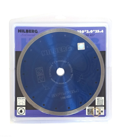 Диск алмазный отрезной 250*25,4/22,23 Турбо ультратонкий х-тип HM407 Hilberg