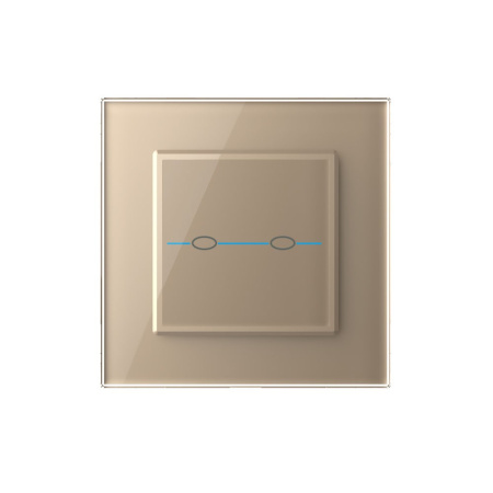Сенсорный выключатель Quadro 2 клавиши 1 пост Золотой Livolo