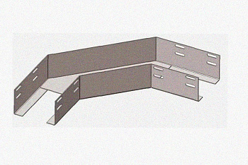 Лоток угловой замковый глухой КГЗГ 400х80-90 УТ1,5 поворот на 90, горячее цинкование, S1,5