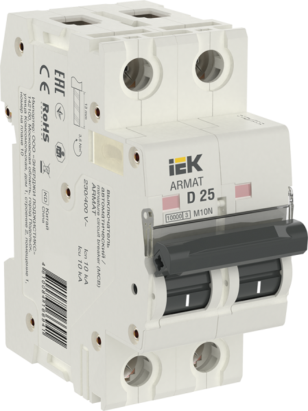 Выключатель автоматический ВА МОД M10N 2П D 25А ARMAT IEK