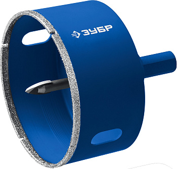 Коронка алмазная с центрирующим сверлом для дрели d 80 мм по керамике и стеклу, Р60, трехгр хвостовик, Профессионал ЗУБР