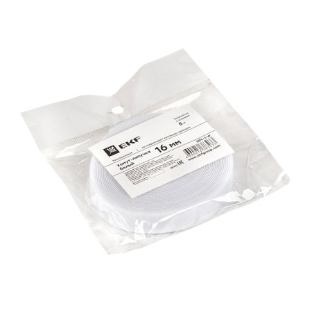 Хомут-липучка 16 мм (5м ролл) белый PROxima EKF