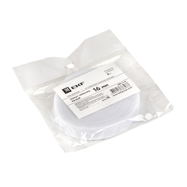Хомут-липучка 16 мм (5м ролл) белый PROxima EKF