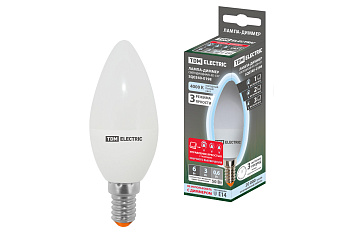 Лампа светодиодная С37-6 Вт-230 В-4000 К–E14 "Лампа-ДИММЕР" TDM