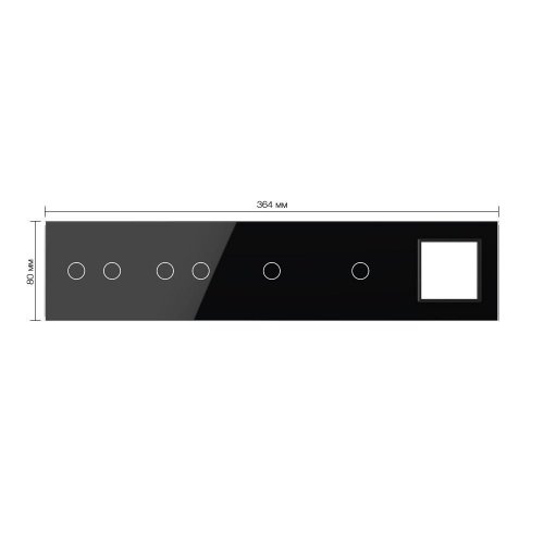 Панель для 4-х сенсорных выключателей и розетки, 6 клавиш (2+2+1+1), цвет черный, стекло Livolo фото 2