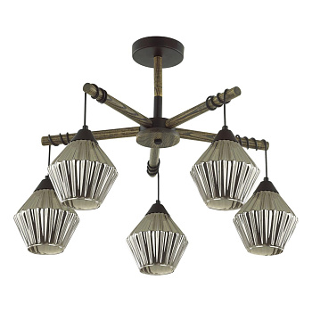 Люстра потолочная E27 5*60W 220V JUSTINE черный,дерево LUMION