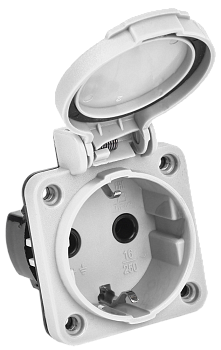 MAGNUM Розетка панельная SCHUKO РП13-3 с крышкой IP54 серый IEK