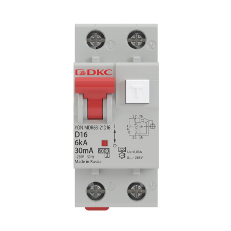 Дифференциальный автоматический выключатель АВДТ YON MDR63 1П+N 20А С 10мА 6кА тип А DKC
