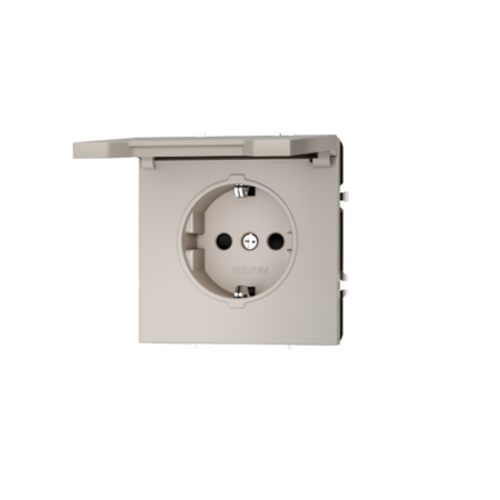 Розетка встраиваемая Voltum S70 с заземлением, защитными шторками и крышкой 16А, (кашемир)