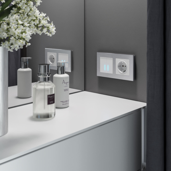 Сенсорный выключатель двухклавишный с подсветкой 1000 Вт (белый) СУ IP20 Werkel