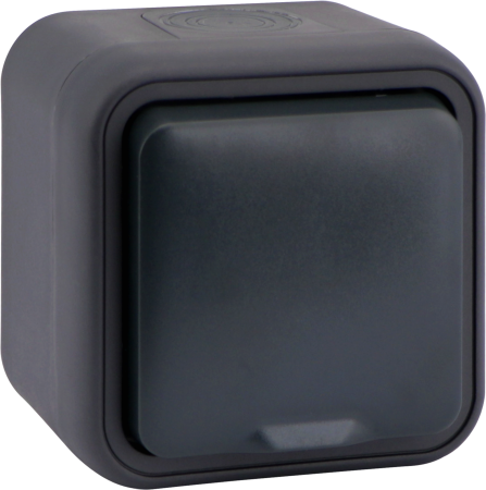 Donel W55 Розетка 1-я с защ.крышкой,2К+З. и шт., накладная, антрацит, IP55, серия (тип) DIP55