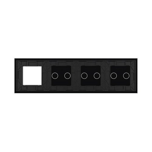 Панель для 3-х сенсорных выключателей и розетки, 6 клавиш (2+2+2), цвет черный, стекло Livolo фото 4