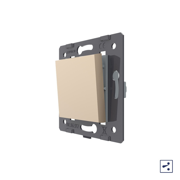 Одноклавишный проходной механический выключатель, цвет золотой (механизм) Livolo