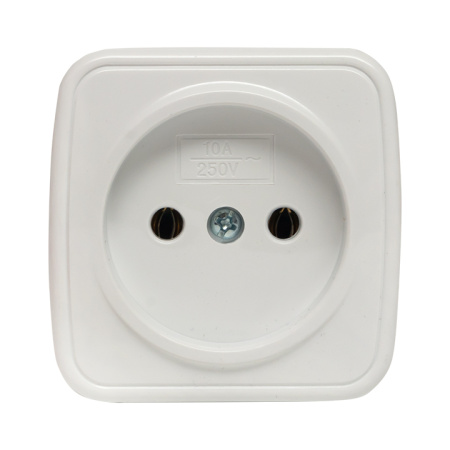 Минск Розетка 1-местная ОП 10А без заземления белая Basic EKF