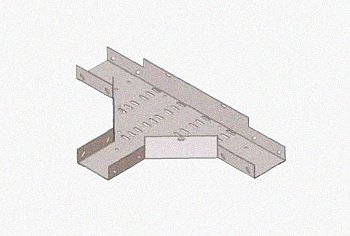 Лоток тройниковый замковый перфорированный ОТЗ 400х100 (Rп300) УХЛ1, радиус поворота трассы 300 мм, горячее цинкование S1,5