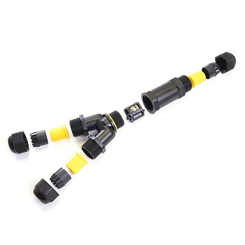 Соединитель-коннектор для проводов LD522/LD529, 3-контактный, водонепроницаемый, черный