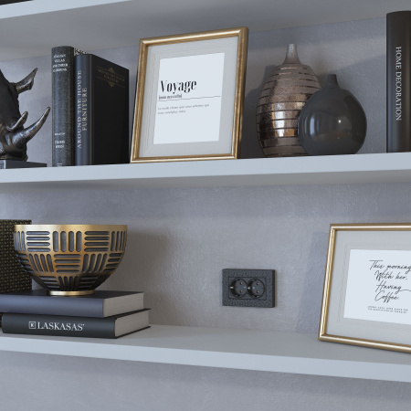 Hammer Механизм розетки без лицевой панели СУ 2 мест. с зазем. 16А Черный IP20 Werkel