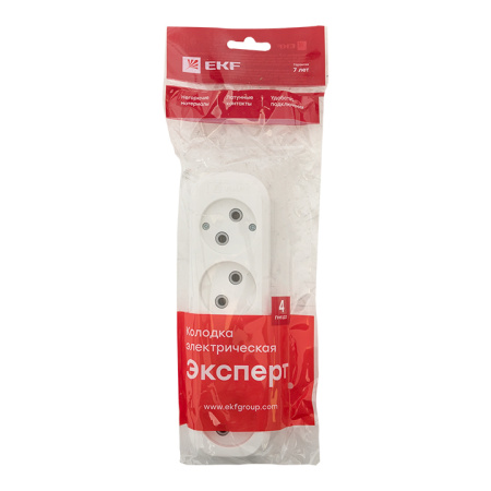 Колодка 4 гн, 10А 2,2кВт б/з Эксперт PROxima EKF