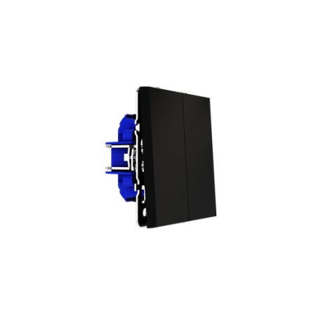 Проходной переключатель встраиваемый Voltum S70 двухклавишный 10А, (черный матовый)