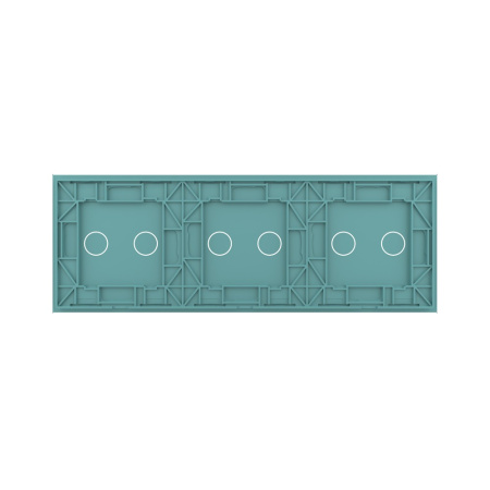 Панель для трех сенсорных выключателей, 6 клавиш (2+2+2), цвет зеленый, стекло Livolo