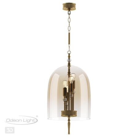 Подвес E14 4*40W BELL бронзовый с патиной/"коньячный"/стекло ODEON LIGHT