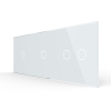 Панель тройная: 1 выключатель + 1 выключатель + 2 выключателя Белая Livolo