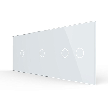 Панель тройная: 1 выключатель + 1 выключатель + 2 выключателя Белая Livolo
