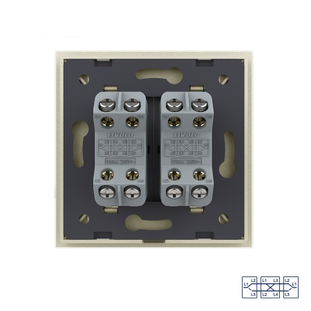 Двухклавишный перекрестный механический выключатель 1 пост, цвет жемчужный Livolo