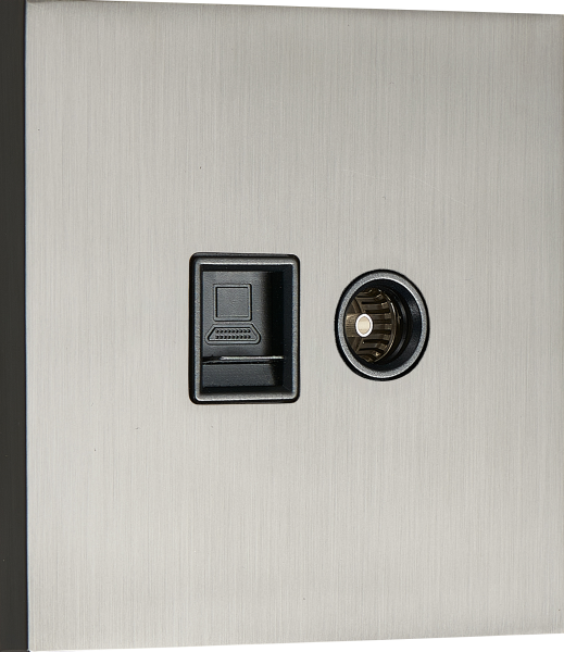 Donel N96 Комбинированая розетка TV + RJ45 (двойная) cat.6/ClassE, Вороненая сталь, серия DT