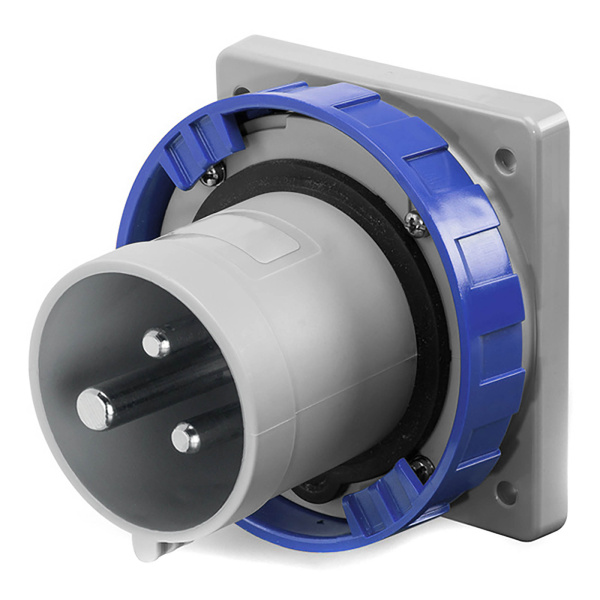 Вилка панельная прямая IP67 63А 2P+E 250В DKC