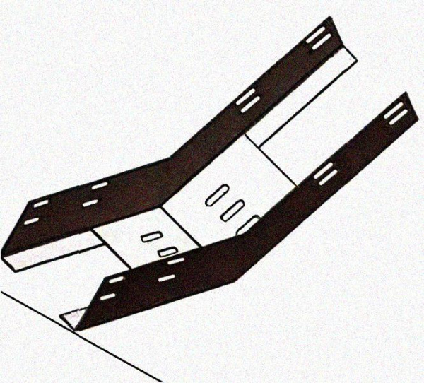 Лоток перфорированный КП 250х65-45 УХЛ1 для поворота трассы вверх на 45, оцинкованный лист, S1,0