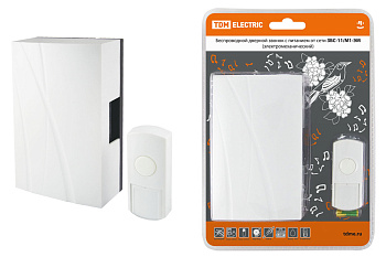 Звонок беспроводной в эл.сеть ЗБС-11/М1-ЭМ (эл.мех, кнопка IP44, AC 230V, многокодовый) TDM