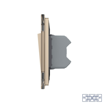 Двухклавишный перекрестный механический выключатель 1 пост, цвет золотой Livolo