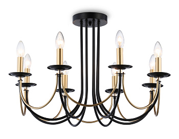 Подвесная люстра со сменной лампой TR9622/8 BK/CGD черный/золото E14/8 max 40W D700*450 Ambrella Light