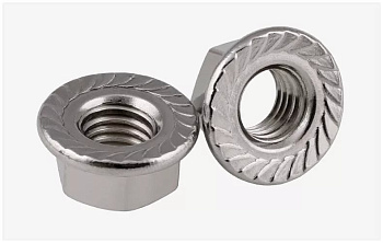 Гайка с насечкой, препятствующей откручиванию оцинкованная М6 (DIN 6923) (100 шт/уп) Промрукав