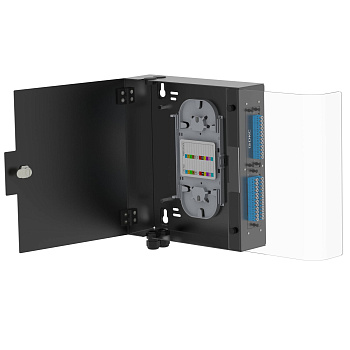 Корпус оптического навесного бокса, 2 слота для адаптерных планок типа RNAP, черный, без сплайс-кассеты, без пигтейлов DKC