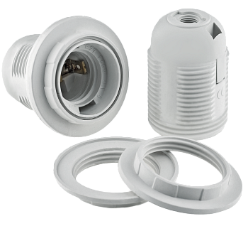 Патрон Е27 люстровый 2кольца белый Rev