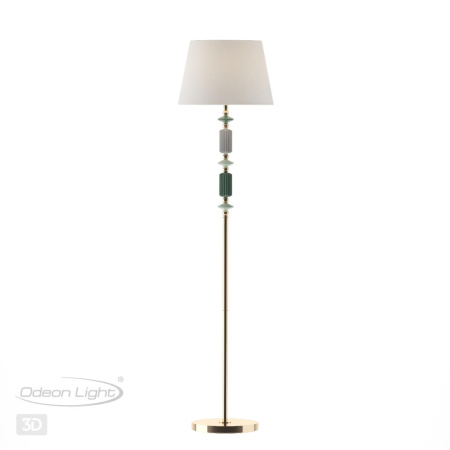 Торшер E27 1*60W 4861/1FA CANDY золотой/раноцветн.керамика/абажур ODEON LIGHT
