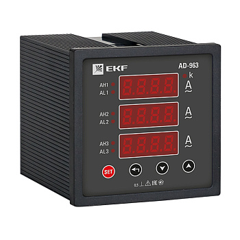 Амперметр AD-963 цифровой на панель (96х96) трехфазный PROxima EKF Амперметр AD-963 цифровой на панель (96х96) трехфазный PROxima EKF