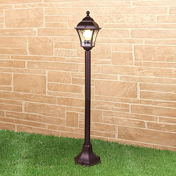 Уличный светильник на столбе 1*E27 шоколад IP44 Apus F (a043116) Elektrostandard